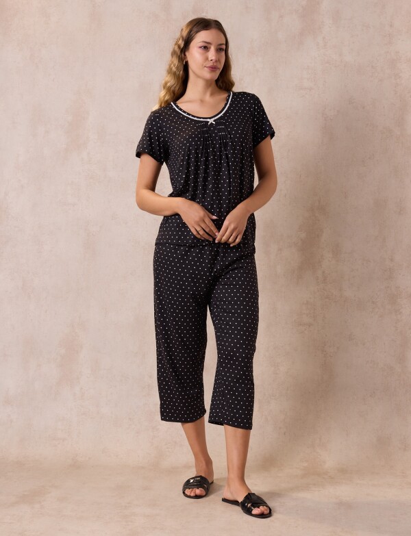 Pijama C/capri NEGRO/BLANCO