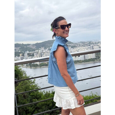 Blusa Cereza Denim Celeste