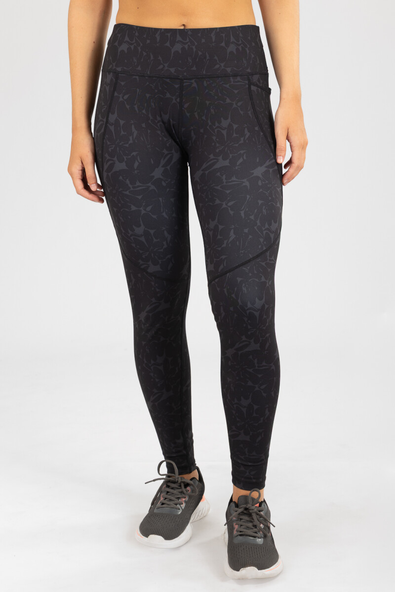 Calza black floral Negro