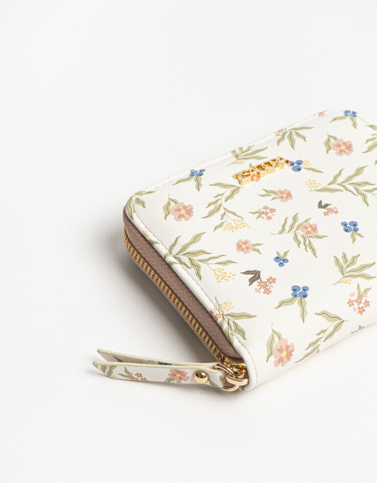 Billetera Zip Round Billetera Cuadrada Flores - Estampado Flores