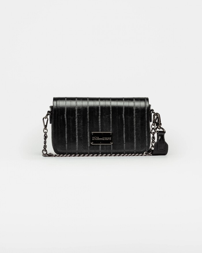 Bandolera The Flap Penny en efecto cuero anguila Negro