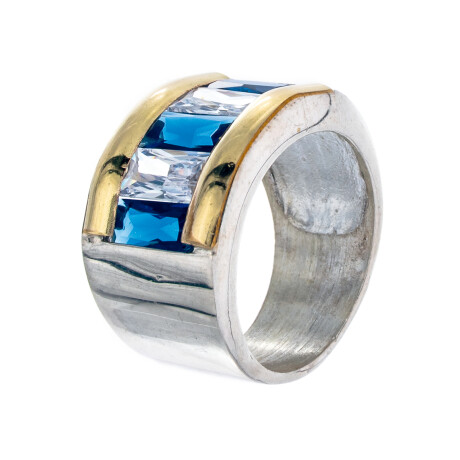 Anillo de plata 925, double en oro 18 ktes y circonias. Anillo de plata 925, double en oro 18 ktes y circonias.