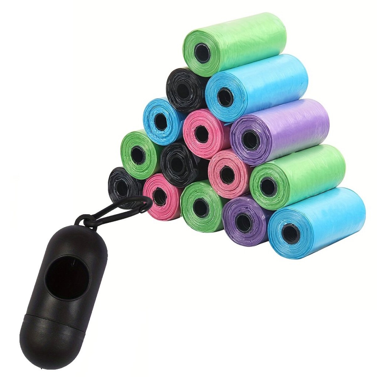 Bolsas Sanitarias Para Mascotas x12 + Llavero Dispensador - Variante Color Negro 