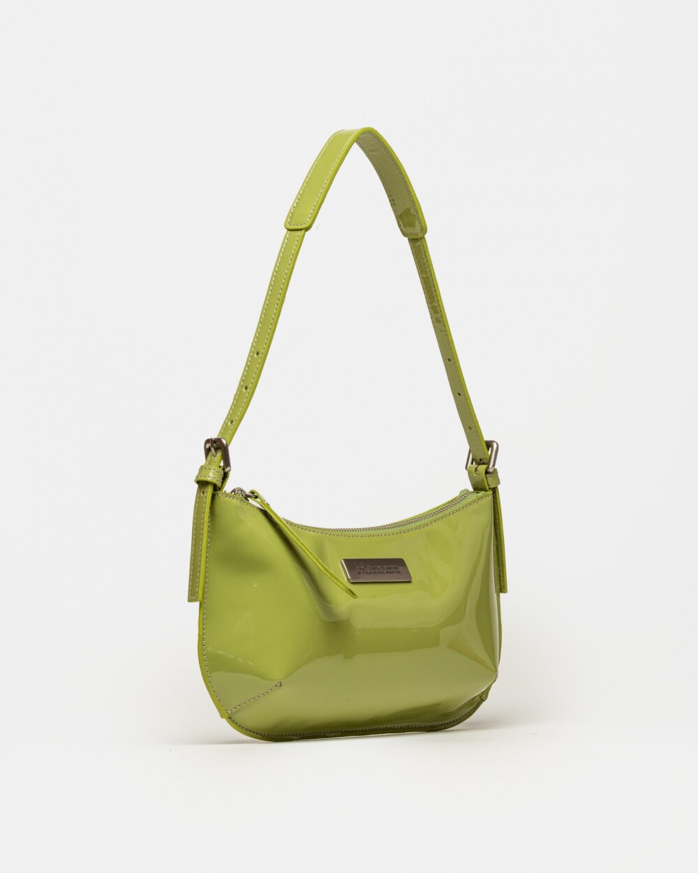 Cartera al hombro Mia en cuero charol Moss