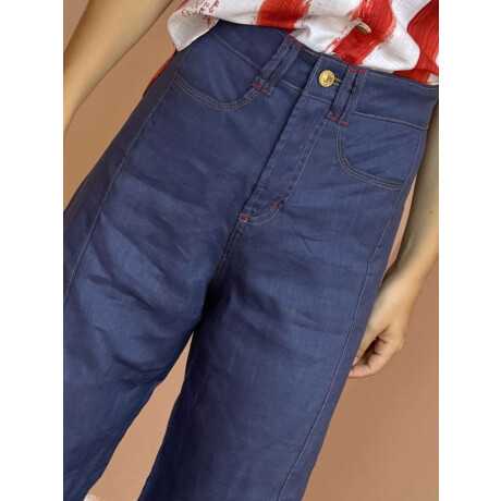 Pantalon Wide Xl Linen Ss26 Azul Piedra