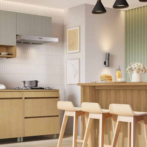 AEREO HELADERA MOBILIARIO COCINA MDF SIMONE GAMAS DE BEIGE GAMAS DE BEIGE