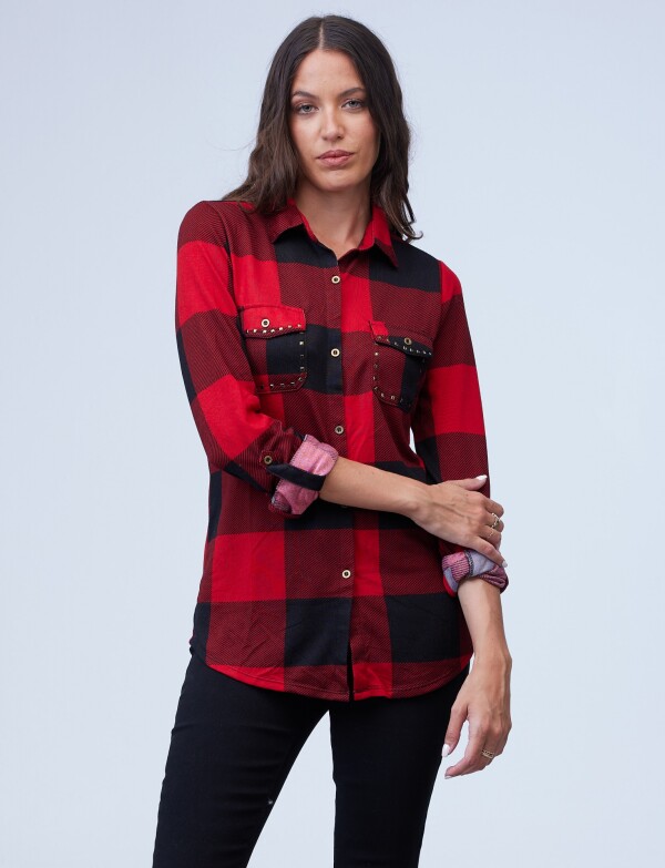 Camisa Soft Cuadrille NEGRO/ROJO