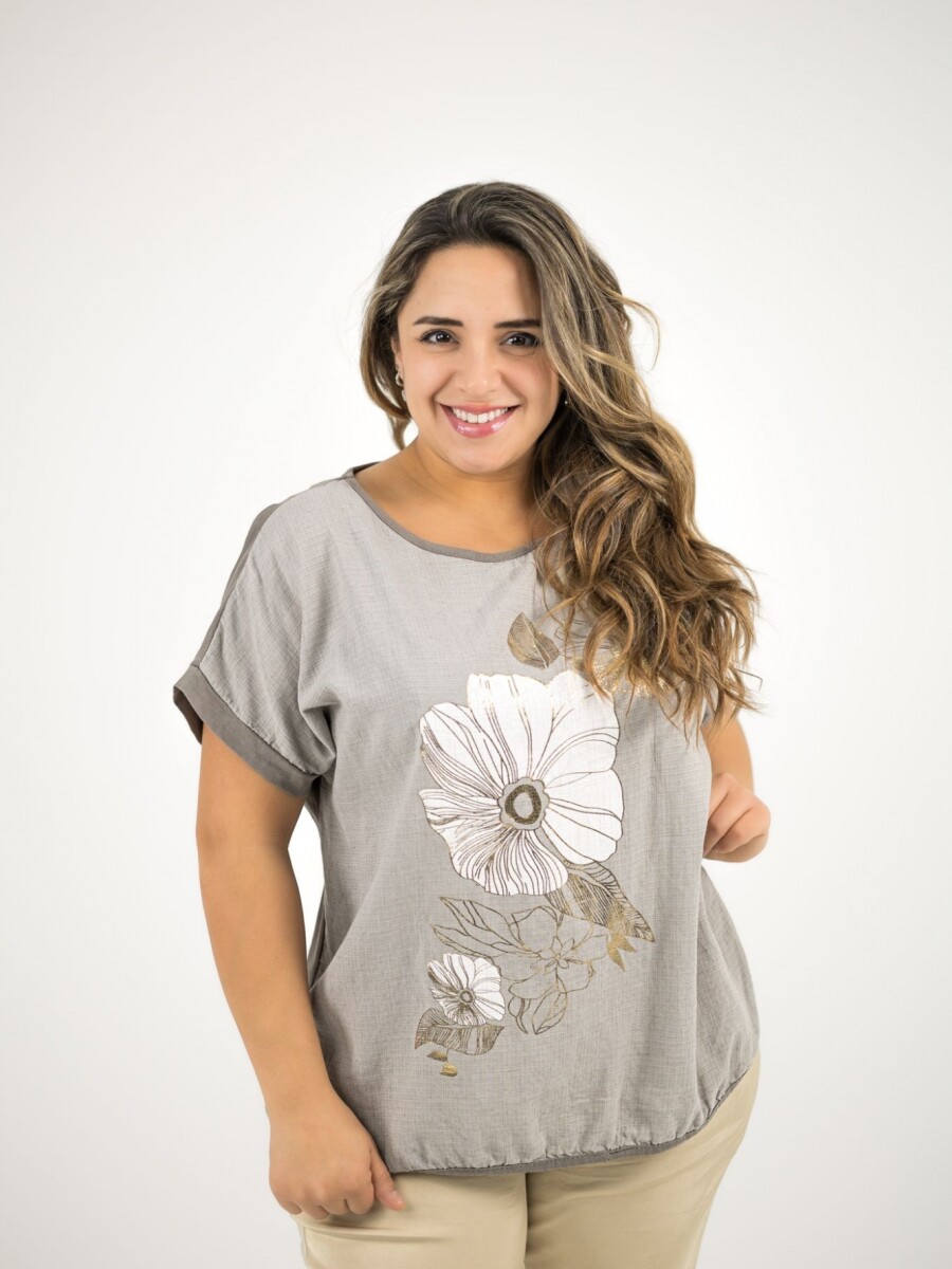 Blusa de algodón y lino Visón
