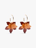 Aros Abiertos Con Maxi Flor naranja