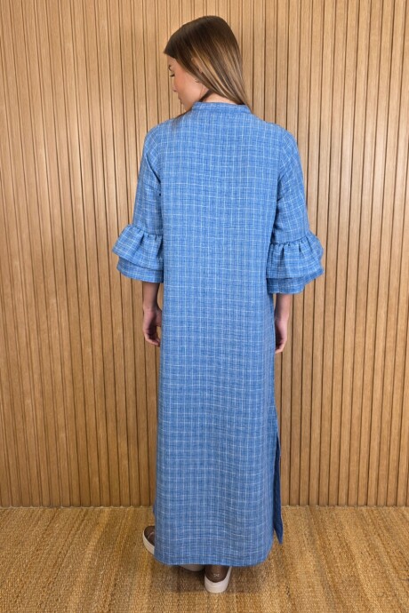 Vestido Flamenco Cuadros Azul
