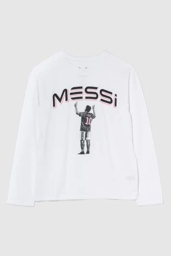 Remera Messi Manga Larga Niño New Off White