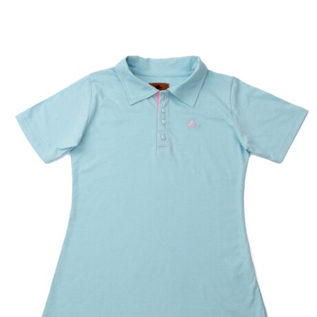 Remera Dama tipo Polo Celeste