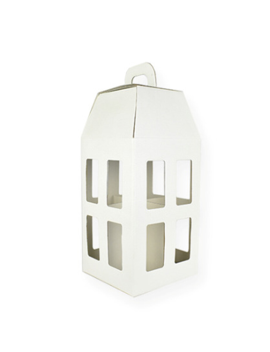 Caja linterna 18x18x39,5 cm. - PELLE BIANCO 