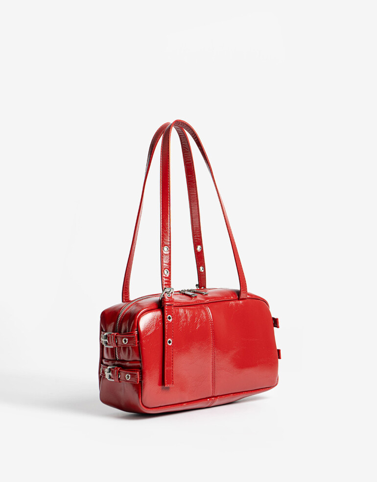 City Cartera City Efecto Acharolada - Rojo Medio