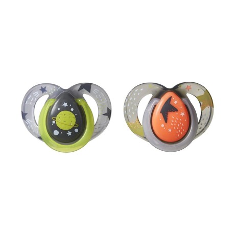 Set x2 chupetes nocturnos 6 a 18 meses gris/verde Set x2 chupetes nocturnos 6 a 18 meses gris/verde