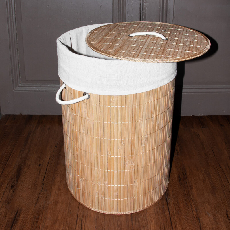 Canasto cesto para ropa sucia de bambú redondo Canasto cesto para ropa sucia de bambú redondo