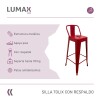 Taburete Tolix en metal con respaldo Rojo