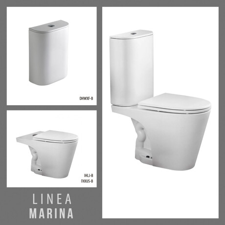 JUEGO INODORO, TAPA Y MOCHILA FERRUM LINEA MARINA descarga a 25 cms. BLANCO