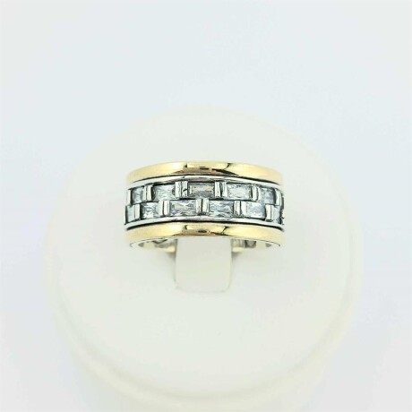 Anillo de plata 925 y doble en oro 18k con circonias. Modelo, DAMERO. Anillo de plata 925 y doble en oro 18k con circonias. Modelo, DAMERO.