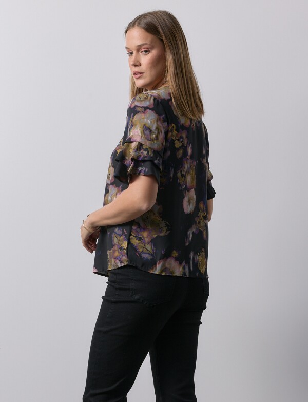 Blusa Mga Volados NEGRO/MULTI