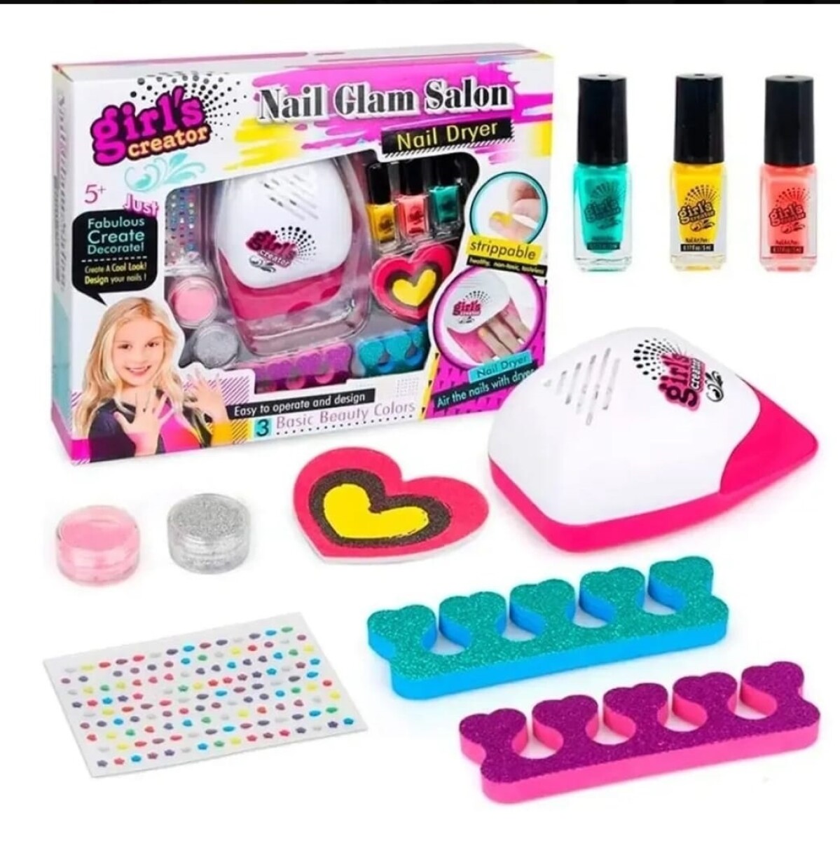 Set Uñas Infantil Para Decorar, Pintar Y Secar 