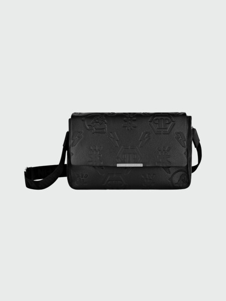 PHILIPP PLEIN - bolso de hombro mediano plateado de cuero Negro