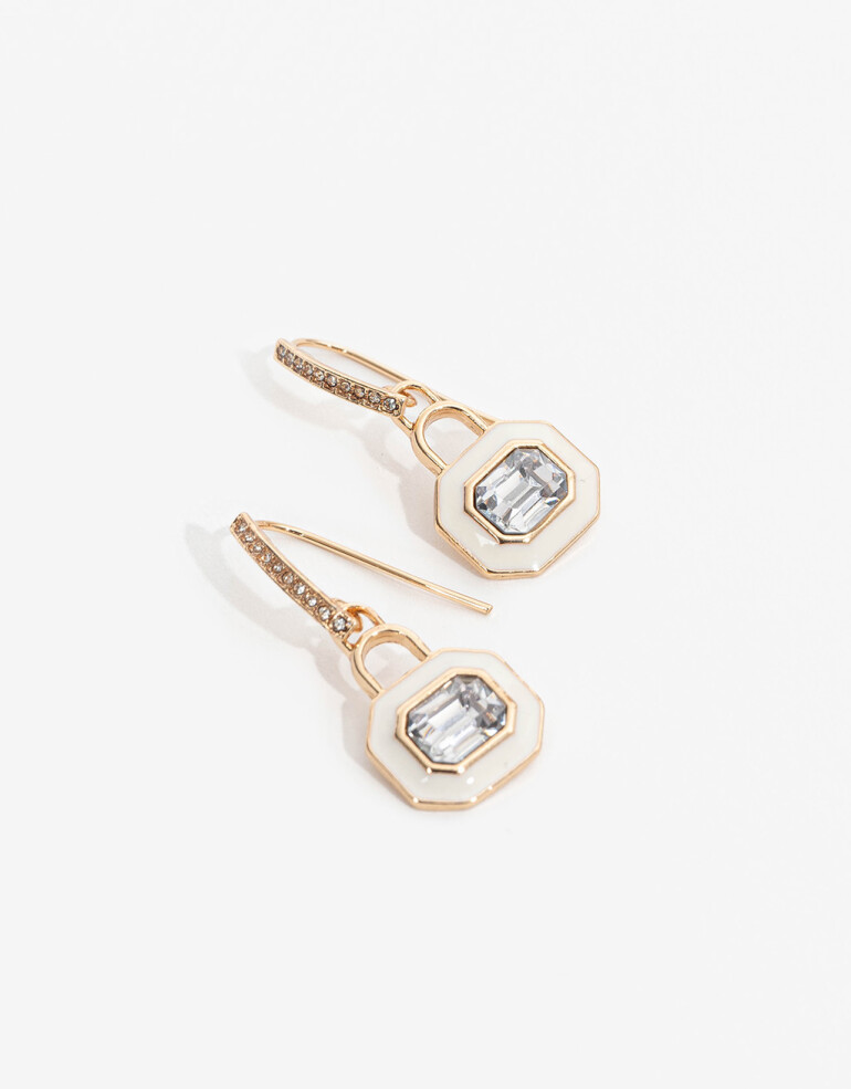 Aros Colgantes Cortos Color Aros Cortos Esmaltados - Dorado