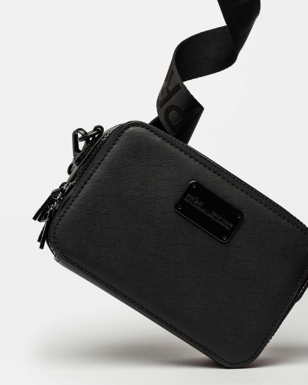 Bandolera New Penny en efecto cuero zaffiano Negro