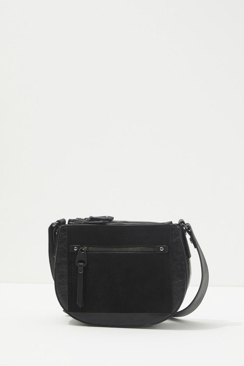 Bandolera con aplique texturado negro