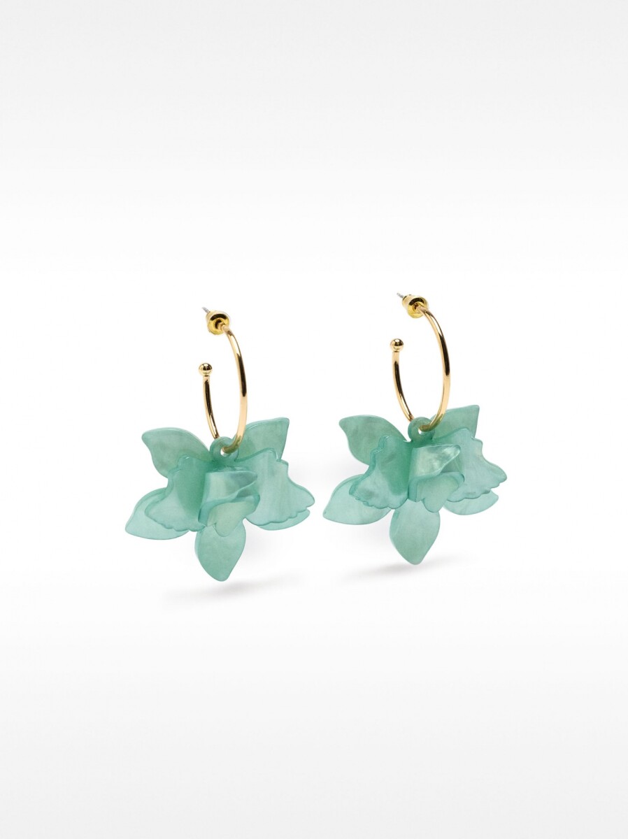 Aros Abiertos Con Maxi Flor - azul 