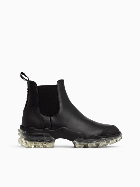 Bota de cuero con suela de goma, Hanya Negro
