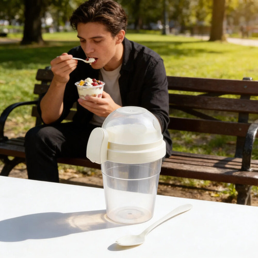 Vaso yogurt To-Go con cuchara 11.5x9.8 cm QLUX IDE Vaso yogurt To-Go con cuchara 11.5x9.8 cm QLUX IDE