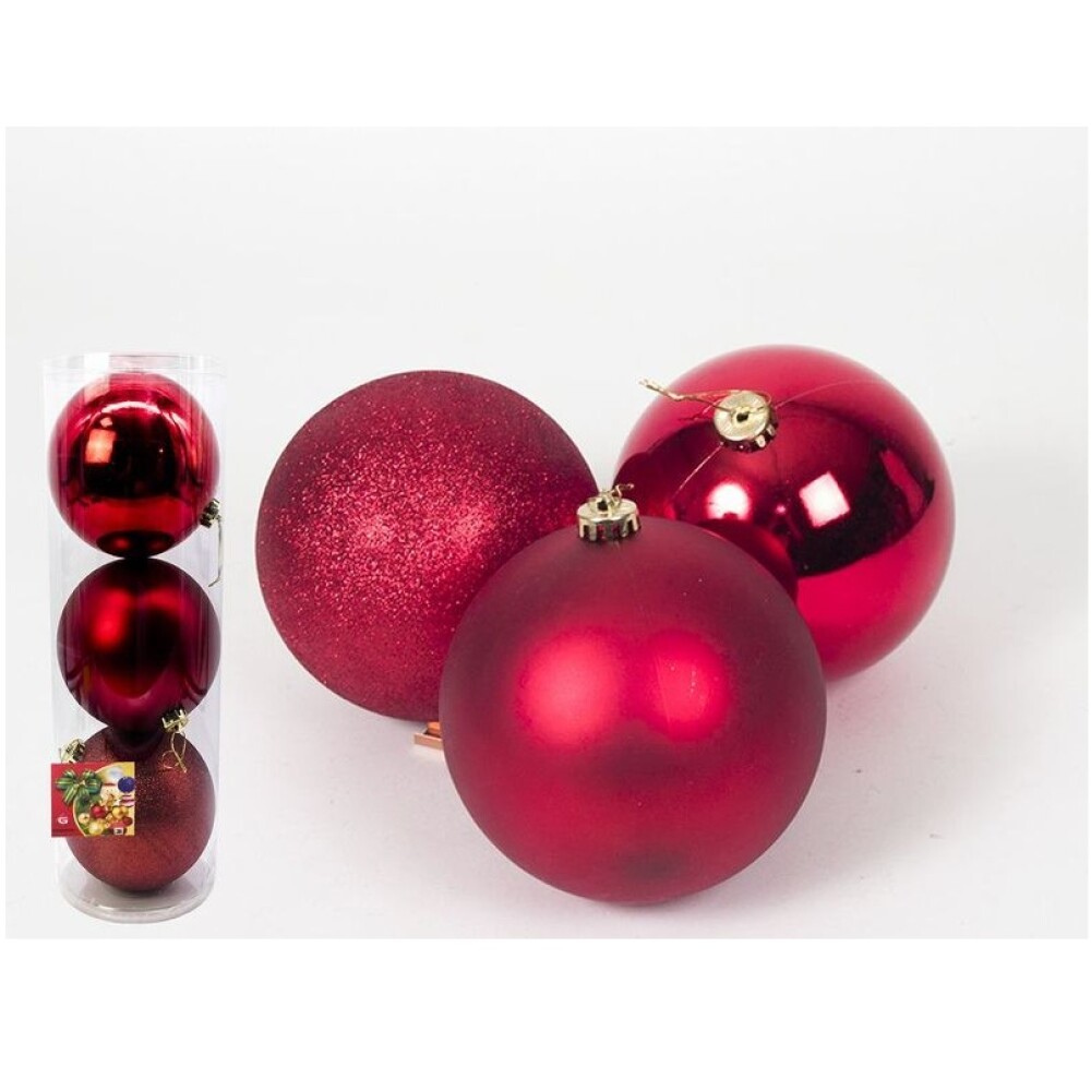 Esferas de Navidad Rojas 15 cm – Pack x3 GE BOLA DE NAVIDAD X3ROJO 15CM 3 DISEÑOS