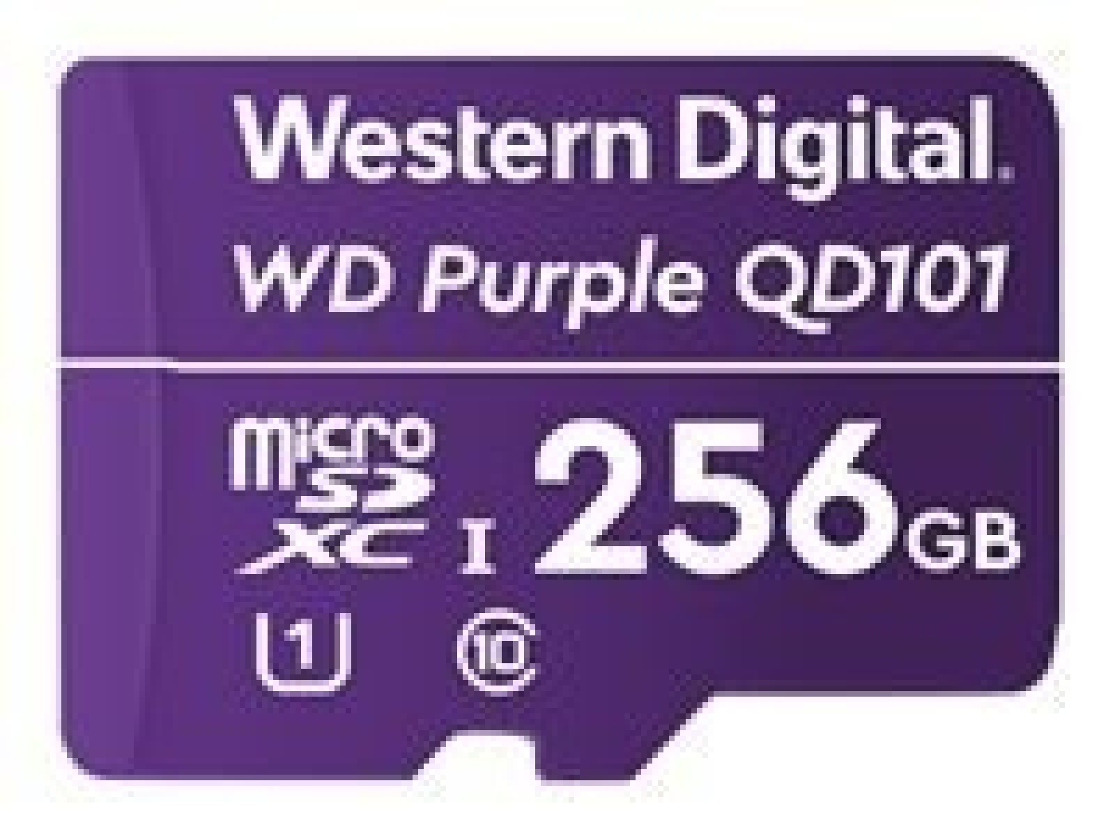 WD Purple SC QD101 WDD256G1P0C - Tarjeta de memoria flash - 256 GB - UHS-I U1 / Class10 - microSDXC UHS-I - púrpura 