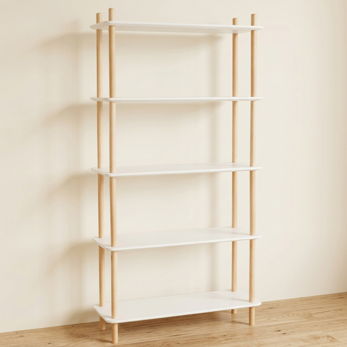 BIBLIOTECA SOFT - MDF-Y-MADERA BLANCO 4 ESTANTES 