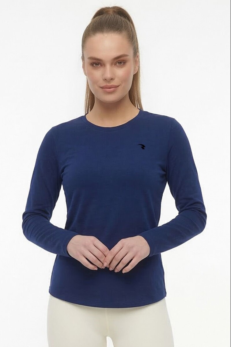 Remera Mangas Largas Azul