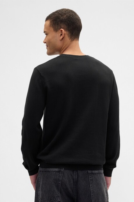 Buzo Algodón Cuello Redondo Hombre True Black