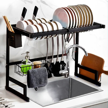 Escurridor de Platos Acero Inox Sobre Fregadero 65x31x49cm Negro