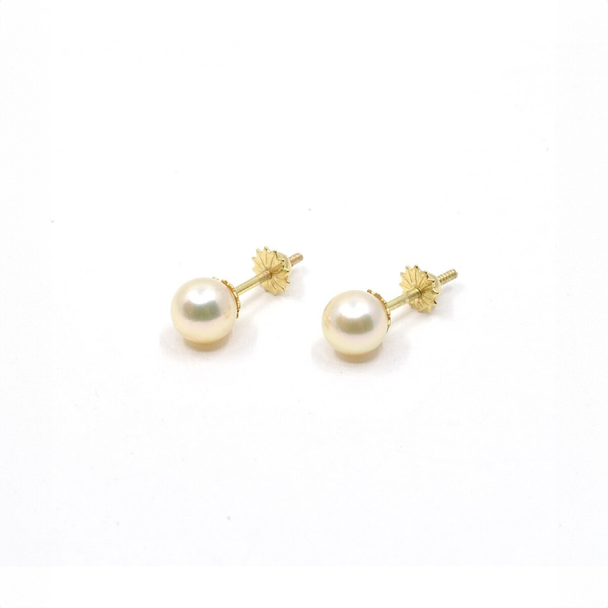 6 Mm Caravanas Oro 18K Y Perlas De Cultivo 