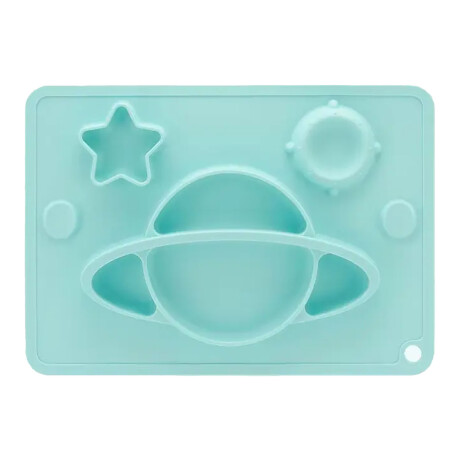 Platos c/Formas en Tapete Individual Comida Bebé en Silicona Celeste