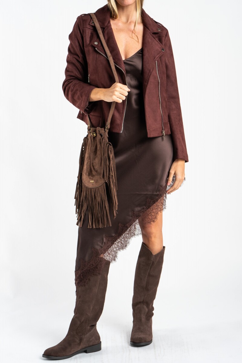 Campera Gamuza Cuero Vegano Burdeos