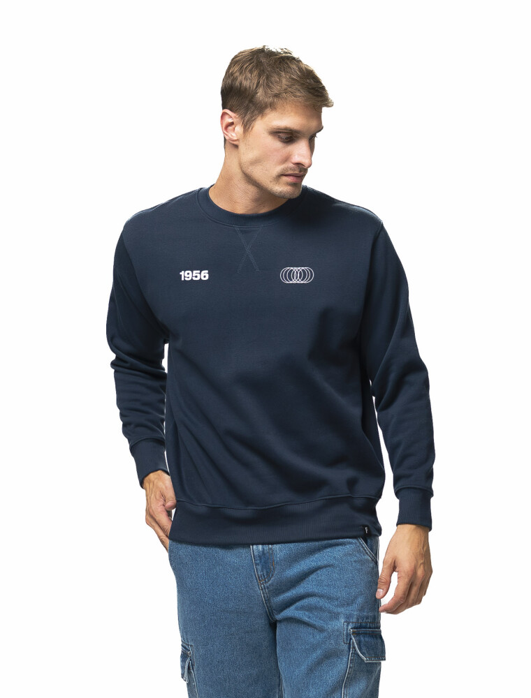 Buzo de Felpa Cuello Base Estampado Sidney Azul Melange