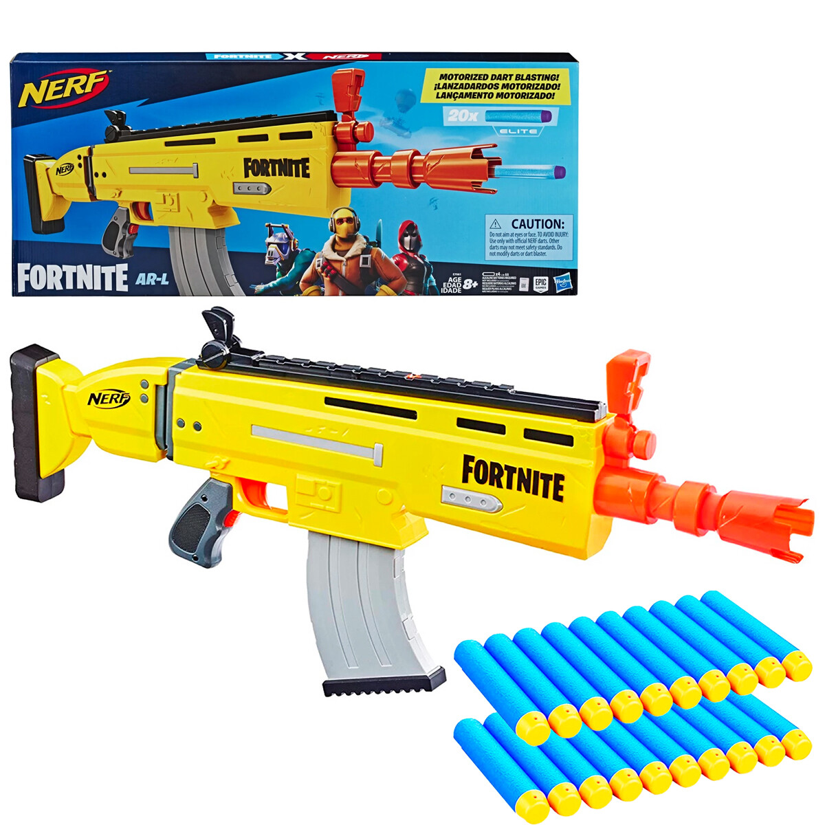 Lanzador Pistola Dardos Nerf Fortnite Hasbro + Regalo - Amarillo 