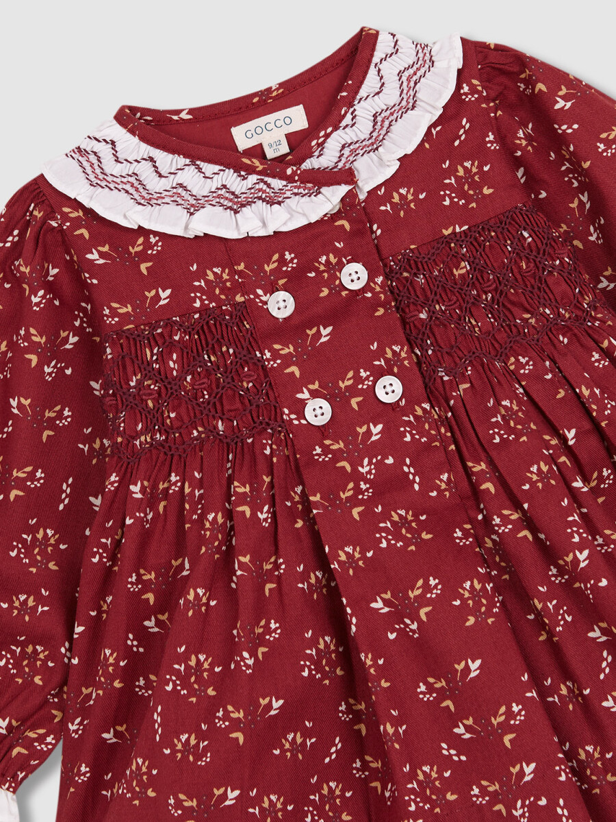 Vestido Smock Cuello Volante Caldera