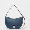 Cartera al Hombro Lua En Cuero Graneado Azul