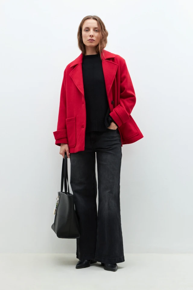 Tapado de paño con bolsillos rojo