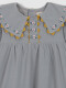 Vestido Con Cuellos Pico Bordados Azul