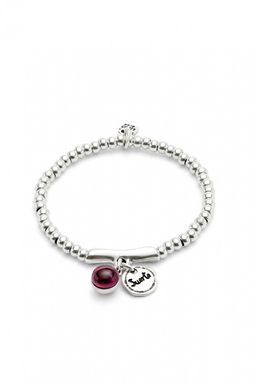 PULSERA EN ALEACIÓN DE METALES BAÑADAS EN PLATA DE LEY Y CRISTAL DE MURANO MORADO Pulsera