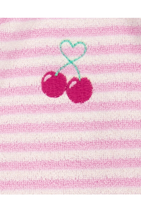 Pijama una pieza de algodón terry, con pie, bordado cerezas Pijama una pieza de algodón terry, con pie, bordado cerezas