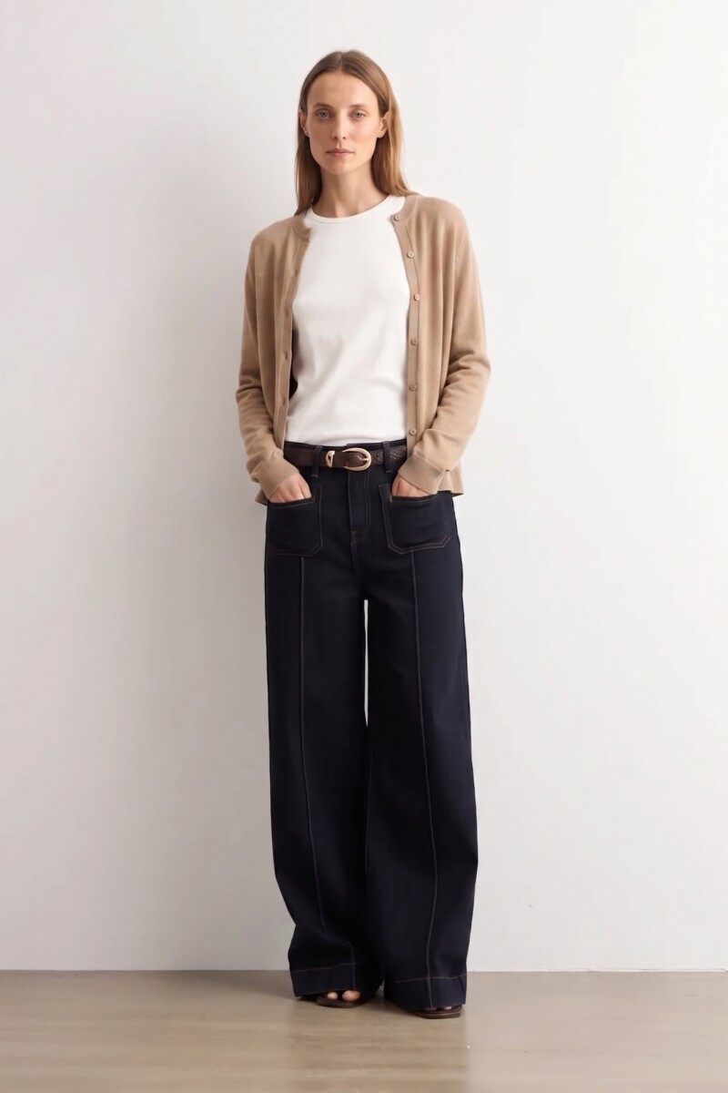 Cardigan clásico - beige melange 